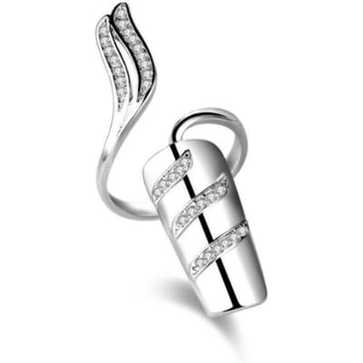 Feest Zilverkleurige Strass Mode Nagels Ring Vingernagel Beschermend Voor Vrouwen Vinger Nagels Ringen gray