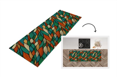 Keukenloper - Loper keuken - Line art - Herfst - Bohemian - Patronen - 150x50 cm - Keukenloper vinyl