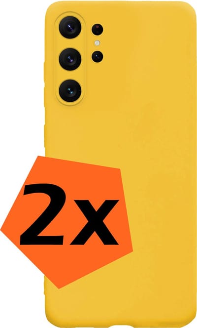 Hoes - 2 Stuks - Geschikt voor Samsung Galaxy S23 Ultra - Sterk & Shockproof - Case Siliconen - Back Cover - Telefoon Hoes - Geel