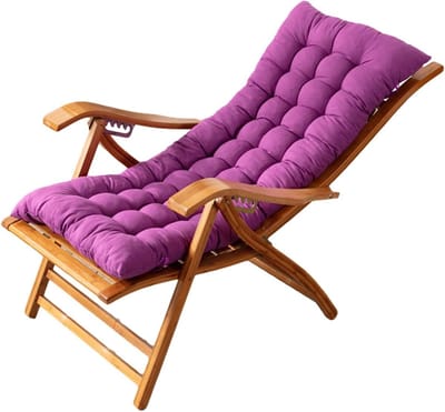 Bamboe Loungestoel - Opvouwbare Fauteuil - Ontspannen Buiten - 5 Posities Verstelbaar - Draagvermogen 180kg - Paars