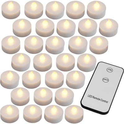 Monzana 30 Led-theelichtjes - Elektrische Kaarsen 3,8x3,7cm - Warm Wit
