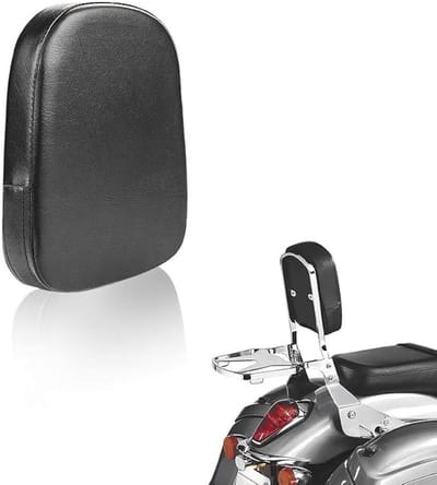 Universele motorfiets rugsteun voor passagier - Zwart lederen kussen met comfortabele ondersteuning