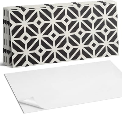 Coloray Plaktegels - Geometrisch patroon met ruiten Wandtegel Zelfklevend - 60 cm x 30 cm - Zwart Plaktegels - 6 stuks - Rechthoek PVC Tegels - Plaktegels Keuken - Zelfklevende Vloertegels Badkamer - Vinyltegels Vloer Zelfklevend - Portugese Tegels