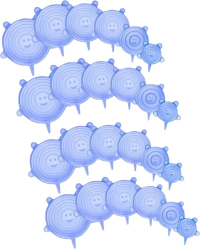 Nivard Afsluitdeksel - Stretch Deksel - Siliconen - Rekbare Deksel - Vershouddeksel - Herbruikbaar - Set - 24 Stuks - Blauw
