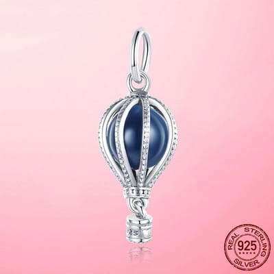 Reis Kralen 925 Zilveren Hanger CZ Blauw Roze Luchtballon Dangle Bedels Passen Originele Armband Fijne Sieraden white