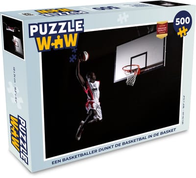 Puzzel Een basketballer dunkt de basketbal in de basket - Legpuzzel - Puzzel 500 stukjes