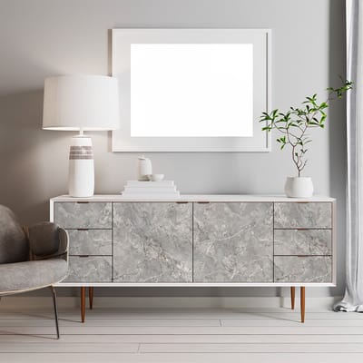 Marmeren sticker voor meubels, gewaxt beton en goudkleurige afwerking, 40 x 60 cm