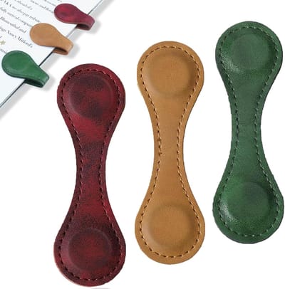 3 stuks magnetische bladwijzers, gepersonaliseerde bladwijzers, vintage kunstleer boekenlegger, dubbelzijdige magnetische paginamarkers, handige bladwijzers, clipbenodigdheden, cadeau voor mannen en