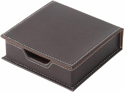 Notitiehouder van Leer, Memo Pad Dispenser en Organizer voor Bureau, Thuis en Kantoor (Bruin) - Perfect voor Notities, Organiseren en Decoratie