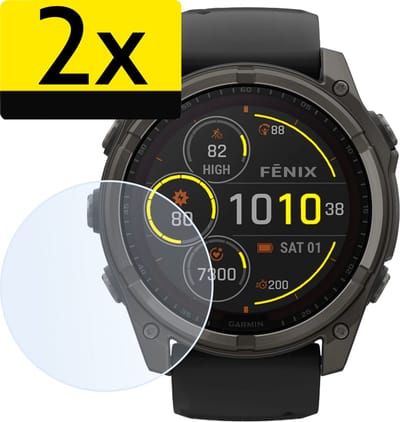 Screenprotector Geschikt voor Garmin Fenix 8 Solar (51 mm) Screenprotector Bescherm Glas Screen Protector - Screenprotector Geschikt voor Garmin Fenix 8 Solar Gehard Glas - 2 Stuks