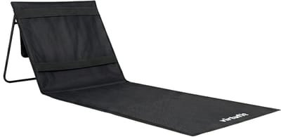 VirtuFit Strandmat met Rugleuning - Zwart - 166 cm - Verstelbare Rugleuning - Eenvoudig Opvouwbaar & Draagbaar