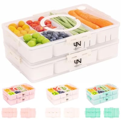 Stapelkbare Snack Box Container met Deksel - Vaatwasser en Magnetron Veilig, BPA-vrij en Organiser voor Fruit en Snacks