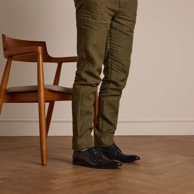 Manfield - Heren - Zwarte leren veterschoenen - Maat 40
