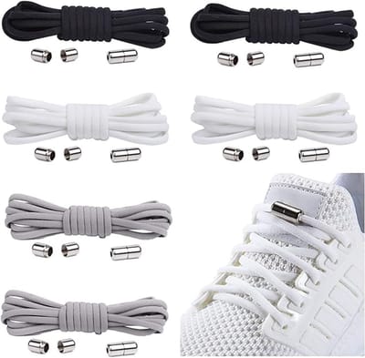 Famanu – 6 paar elastische veters met metalen capsule, verstelbare veters zonder strikken, rubberen schoenveters met capsules, rubberen veters voor sneakers, hardloopschoenen, sportschoenen