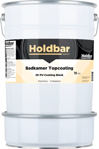 Holdbar Badkamer Topcoating Zijdeglans 10 kg - Badkamerverf - Transparant - Glashelder - Tegelverf - Waterdichte Badkamer verf - Ook Toepasbaar in douchecel - Gemakkelijk te reinigen - Mat- Zijde- en Hoogglans - 2 Componenten
