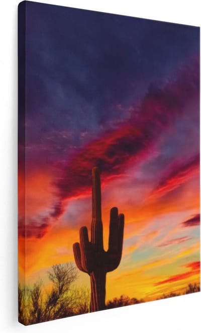 Artaza Canvas Schilderij Woestijn Landschap - 30x40 cm - Klein - Wanddecoratie Zonsondergang - Muurdecoratie Natuur - Kamer Accessoires
