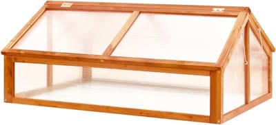 Tuinkas Hout - Mini Kas - Planten Beschermen - Scharnierend Dak - 114x80x50cm - Bruin