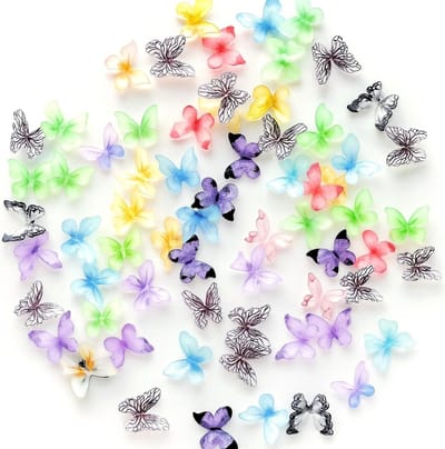 60 Stuks Micro Vlinders van Hars, Kleurige Decoratieve Miniaturen voor Poppenhuizen, Nail Art en Ambachten