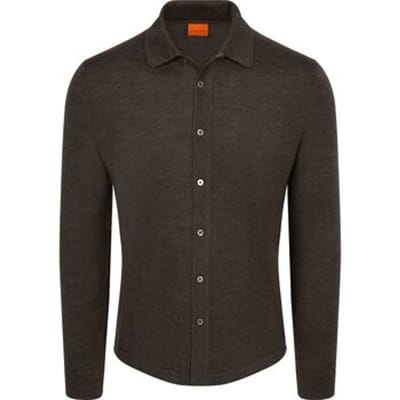 Suitable Cardigan Shirt Merino Bruin - Maat M - Heren - Casual Shirt