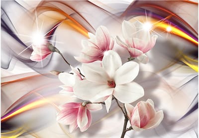 Fotobehangkoning - Behang - Vliesbehang - Fotobehang Magnolia's - Magnolia Bloemen - Artistic Magnolias - 300 x 210 cm