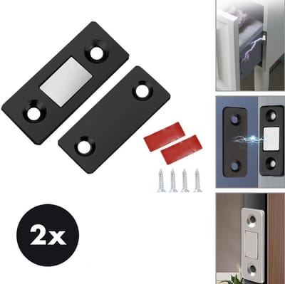 Actie4you® - Magneetsnapper - 2 Stuks - Magnetische Deurdranger - Deur magneet - Kast magneet - Deurvanger - Magneet snapper – Zwart