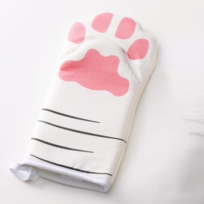 1 Stuks Cartoon Kattenpoot Ovenwanten met Lus Lange Katoenen Isolatie Anti-Brandwonden Antislip Bakhandschoen Magnetron Huiskeuken Gadget pink