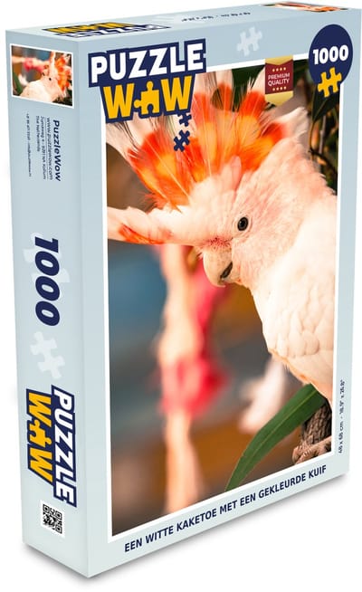 Puzzel Een witte kaketoe met een gekleurde kuif - Legpuzzel - Puzzel 1000 stukjes volwassenen