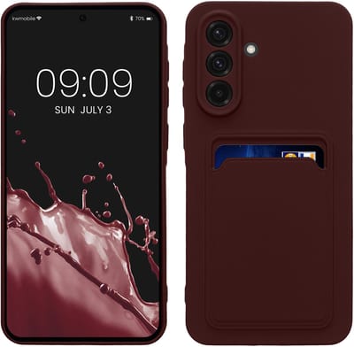 kwmobile telefoonhoesje geschikt voor Samsung Galaxy A56 5G - Hoesje met pasjeshouder - TPU case in wijnrood
