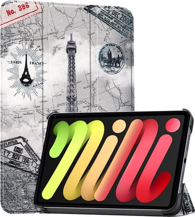 Hoes - Geschikt voor Apple iPad Mini 7 (2024) - 8.3 inch - 7e Generatie - Dun & Stevig - Trifold Bookcase - Hard Cover - Hardcover Book Case - Tablet Hoesje - Eiffeltoren