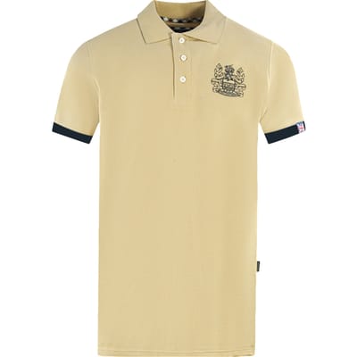 Aquascutum Branded Collar Beige Polo Shirt