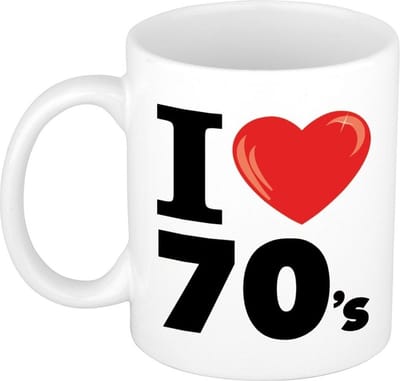 Bellatio Decorations I Love 70's mok - 300 ml - koffie beker - theemok - jaren 70 cadeau mok - Seventies liefhebber