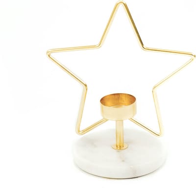 Housevitamin Kerstboom Theelicht- Marmer/Goud 15x10x18.5CM