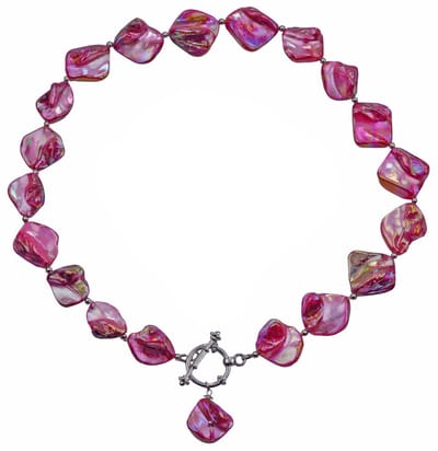 Parelmoeren ketting Shell AB Pink - pink - roze - zilver - parelmoer - luxe sieraden zakje - ketting dames - roze ketting