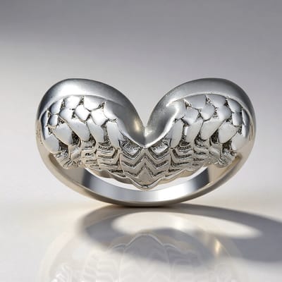 Cavill - Moderne Zilveren Ring Dames - 925 Sterling Zilver Geplatineerd - Brede Band met Vleugelontwerp - Elegant en Comfortabel