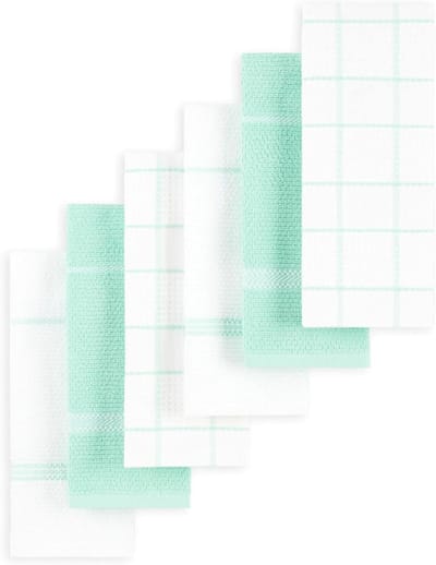 Keukendoeken Set - Keukenlinnen - Keukenwerk - Dubbelzijdig - 6 Stuks 16"x28" - Aqua Blauw