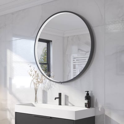 Ben Callisto Ronde Spiegel - met LED Verlichting en Anti-condens - Ø 100 cm - Voorgemonteerd - Mat Zwart - Badkamerspiegel - Wandspiegel