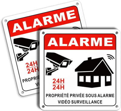 Videobewakingsbord en alarmsticker voor veilig thuis, 15 x 15 cm, set van 2