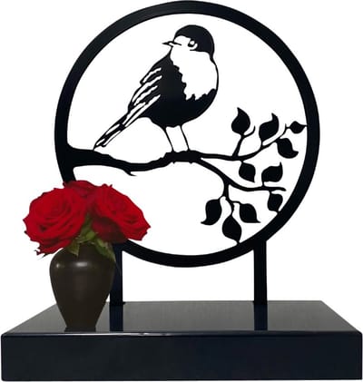 Urn vogel - roodborstje - geheel gepoedercoat staal - ruimte inhoud 1.8L (ook in 3L verkrijgbaar)