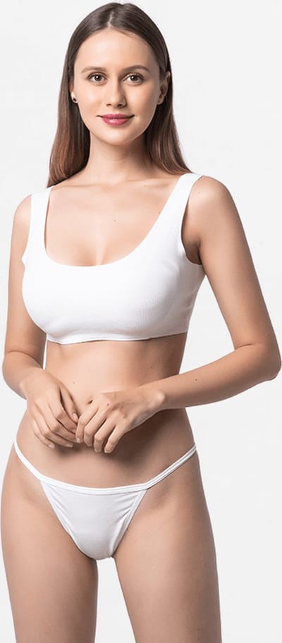 Tanga dames g-string Micro Modal gepareld ivoor | Ollies Fashion