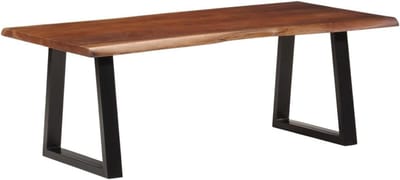 Salontafel Massief Hout - Koffietafel Woonkamer - Meubilair Plaatsen - Unieke Boomrand - 110 x 55 x 40 cm - Honingbruin