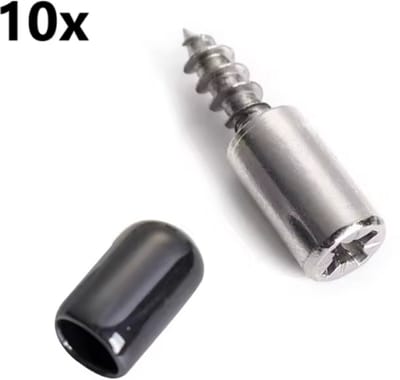 TLVX 10 stuks sterke Schroef + Zwart Rubber / Plankdragers / Kastschroeven voor plank / Glas / Glazen plaathouder / 10x Zelf tappende Kruiskop schroef en 10x rubber antislip / Kledingkast plank drager / Kastplank houder / Plank steun schroeven