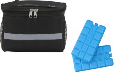 Koeltas Fietstas van 4 liter - zwart/grijs - inclusief 2x koelelementen - fietskoeltas / stuurtas - 20 x 12 x 16 cm - lunchtas