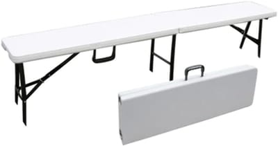 Klapbank Kunststof - Opklapbare bank - Extra zitplaatsen - Stevig ijzeren frame - 180 cm - Wit