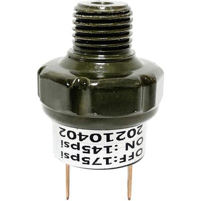 Pressostat d'air Type de montage sur réservoir 1/4    NPT 145-175PSI/ 1/8    NPT 70-100PSI 12/24V pour Train/Air Type1 vert