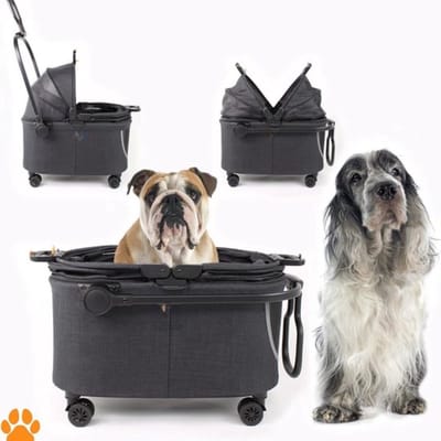 Hondenbuggy - Transportbox voor dieren - Geschikt voor kleine honden en huisdieren tot max. 8 kg - Hondenbuggy op wielen - Kras- en scheurvast van polyester en gaas in modern design - 2,8 kg Pet Stroller
