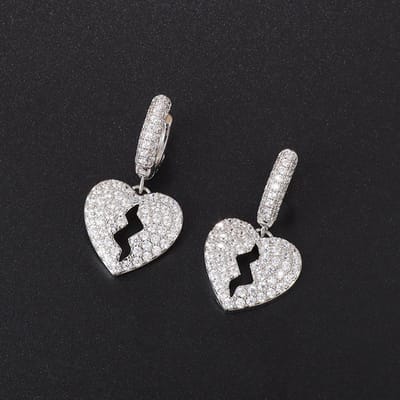 Oorbellen Hartzeer Sieraden Trendy Merk Gepersonaliseerd Micro Ingezette Zirkonia gray