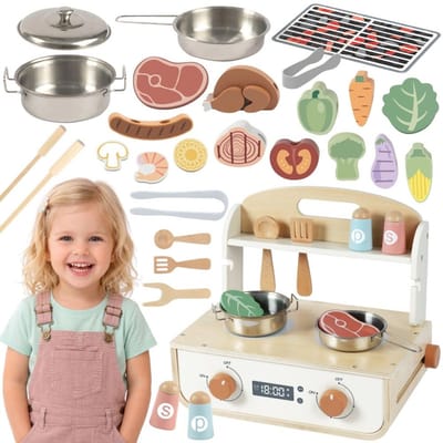 Tooky speelgoed houten keuken met grill en accessoires - UNI