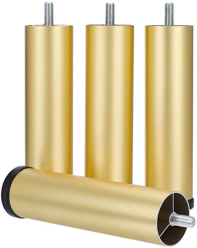 Dailygoods- Meubelpoten Set van 4 - Gouden Metalen Cilinderpoten - 14,8 cm Hoogte - Tafelpoten - Meubelverhoger - Geschikt voor Bureau en Eetkamer