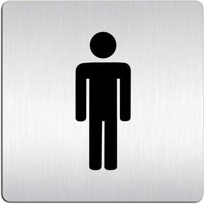 Toiletbord Heren - WC bord - Aangeven toilet - Aluminium met veredeld oppervlak - 125 x 125 mm - Zilverkleurig