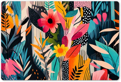 Placemats 45x30 cm - Placemat kunststof - 1 stuk - Schilderij - Abstract - Bloemen - Roze - Borden onderleggers - Decoratie voor op tafel - Keuken tafeldecoratie accessoires - Vinyl onderlegger - Tafelversiering